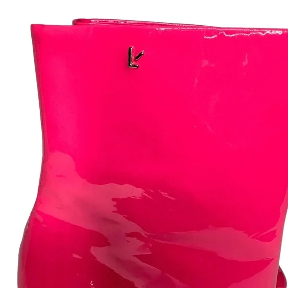 Larroude Women's Dolly Boot In Pink Patent Leather. Sz: 7.5